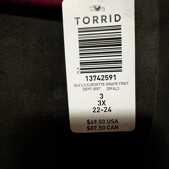 Torrid Suede Drape Front Jacket. Size 3. NWT - Picture 6 of 9
